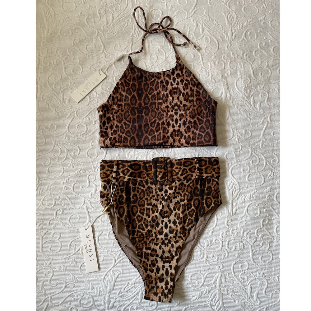 MESHKI Leopard High Waist Bikini